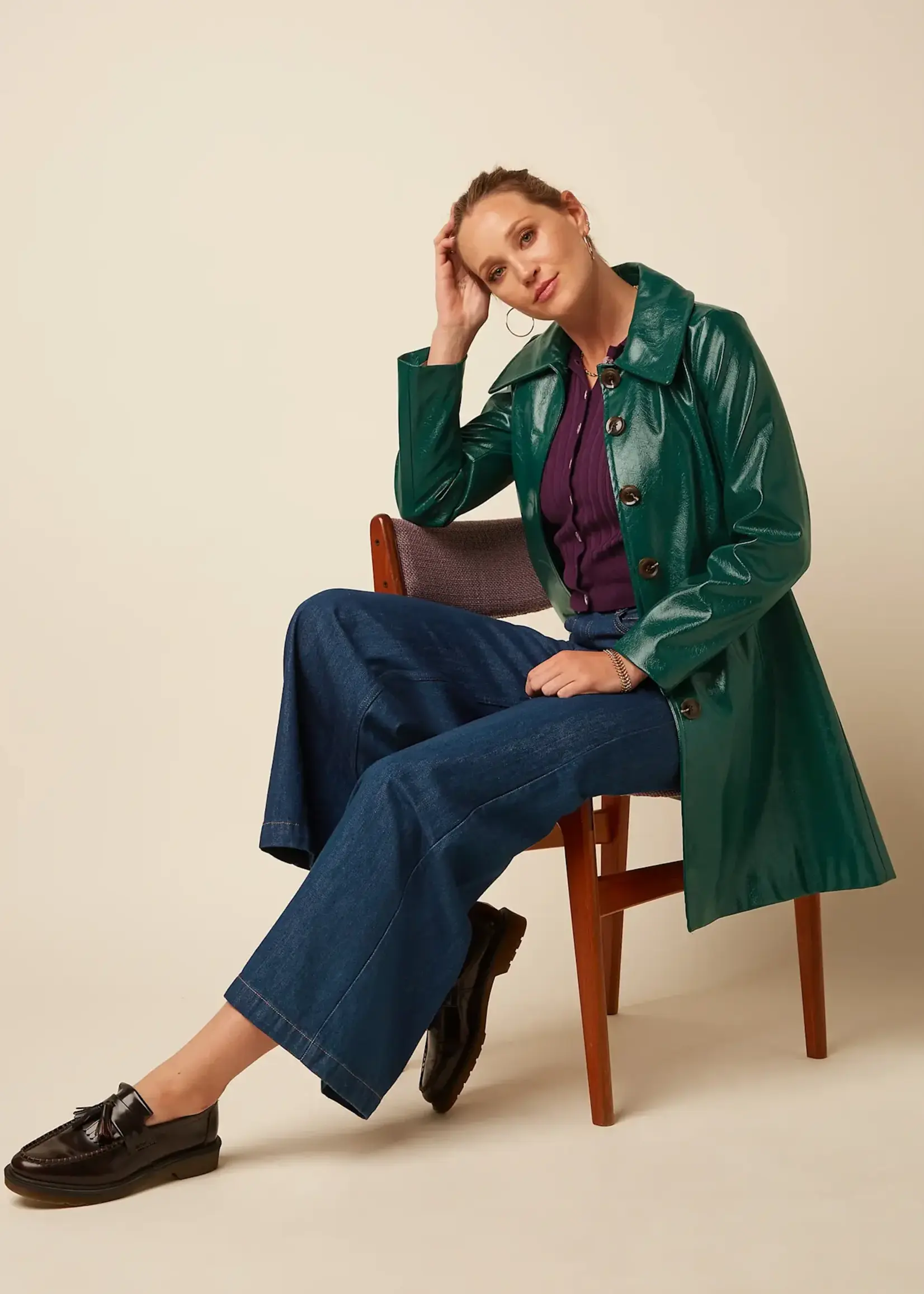 KING LOUIE KING LOUIE ANAIS COAT GLITZ BOTANICAL GREEN