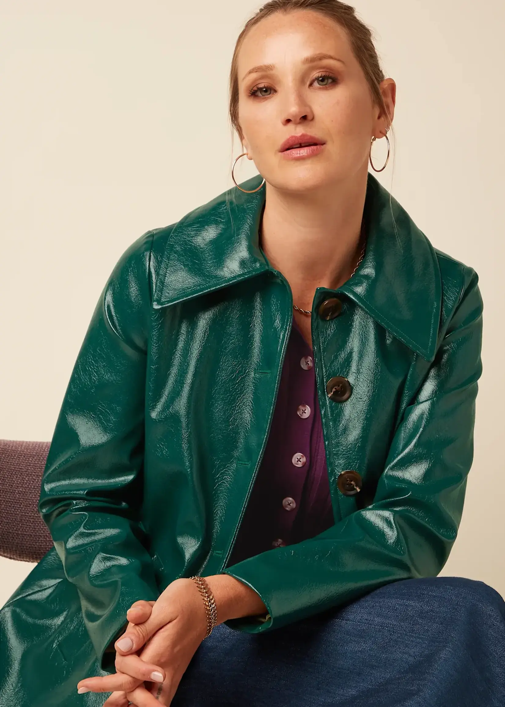 KING LOUIE KING LOUIE ANAIS COAT GLITZ BOTANICAL GREEN
