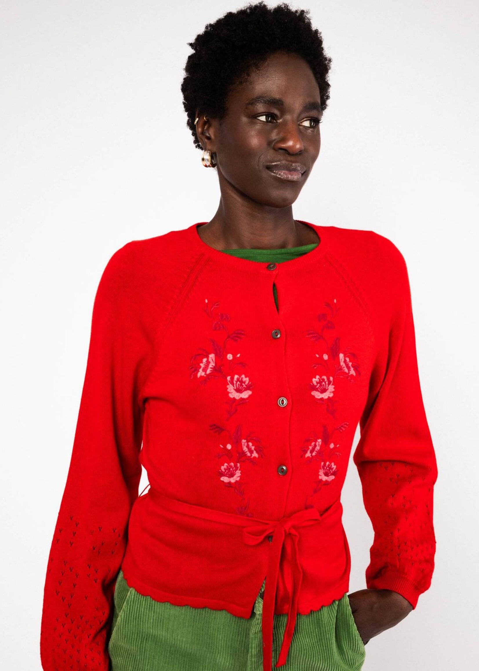 BLUTSGESCHWISTER BLUTSGESCHWISTER CARDIGAN TENDER THOUGHTS ROSY RED DREAM KNIT