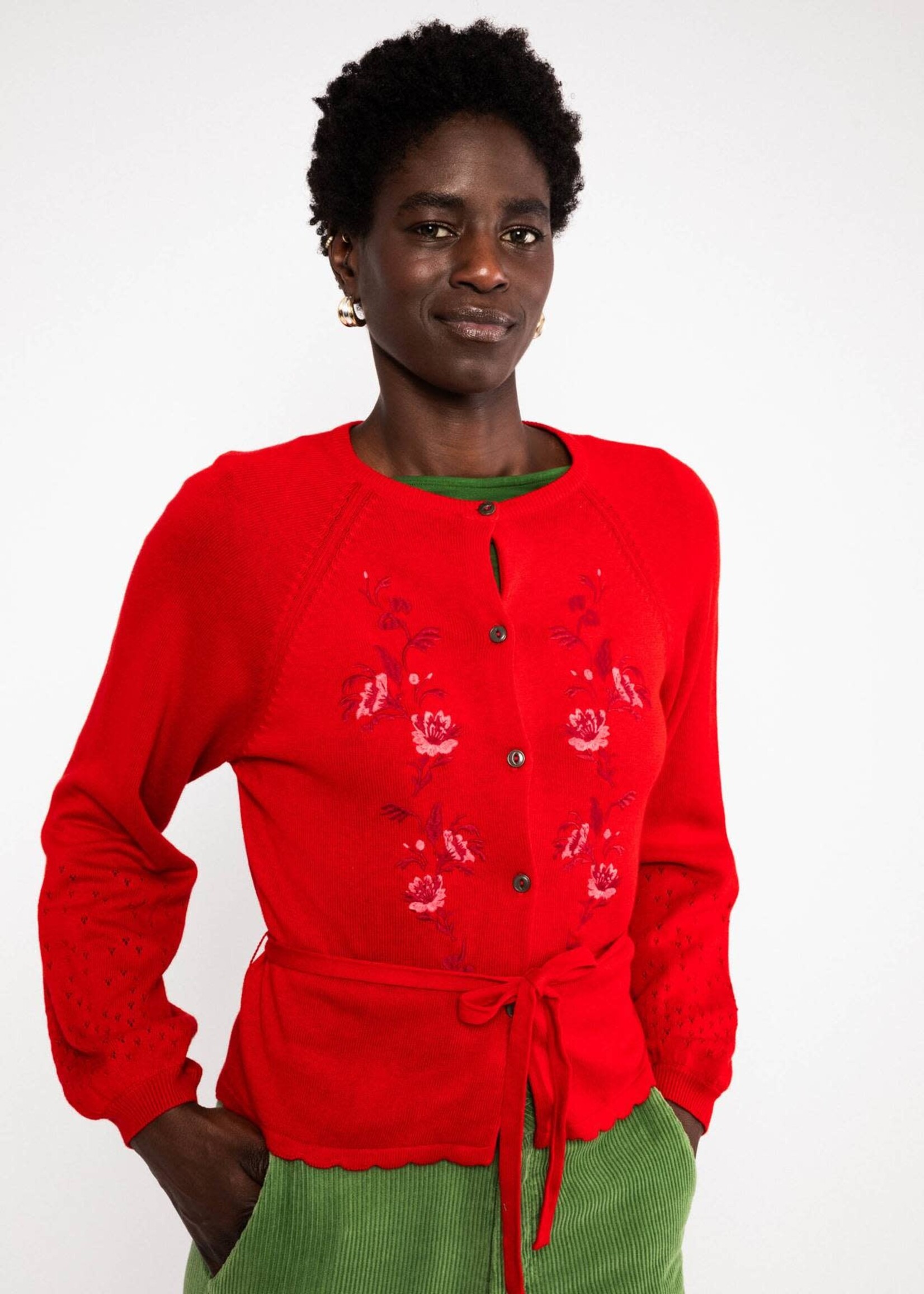 BLUTSGESCHWISTER BLUTSGESCHWISTER CARDIGAN TENDER THOUGHTS ROSY RED DREAM KNIT