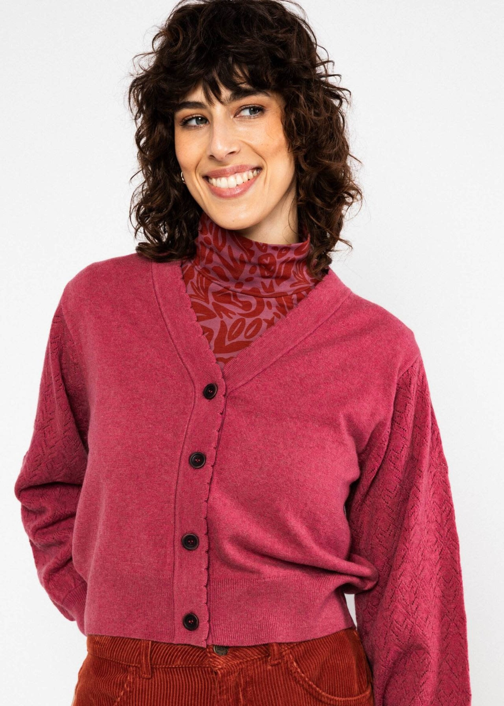 BLUTSGESCHWISTER BLUTSGESCHWISTER FRIEND OF MINE CARDIGAN DUSTY BLOOM MELANGE PINK