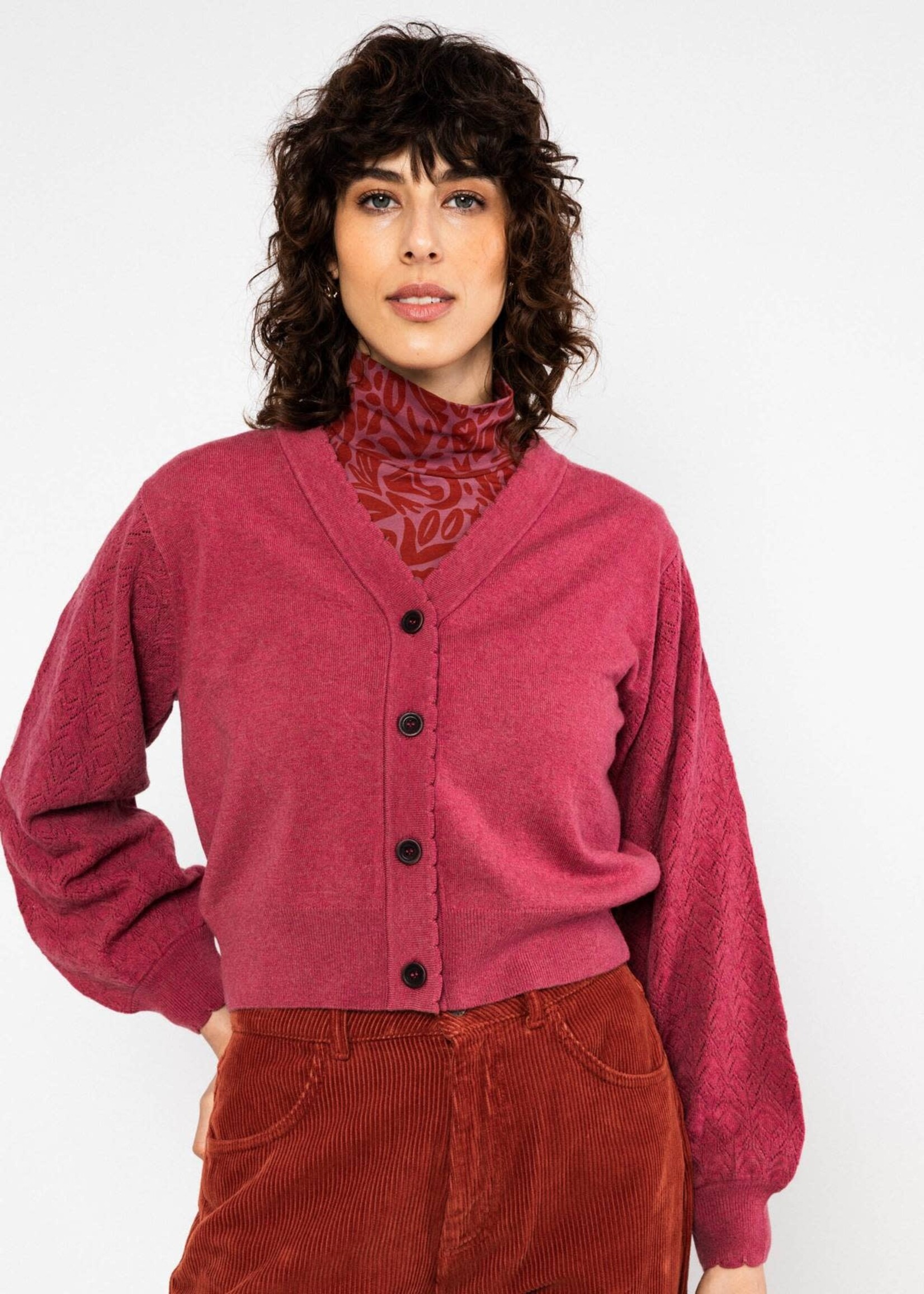BLUTSGESCHWISTER BLUTSGESCHWISTER FRIEND OF MINE CARDIGAN DUSTY BLOOM MELANGE PINK