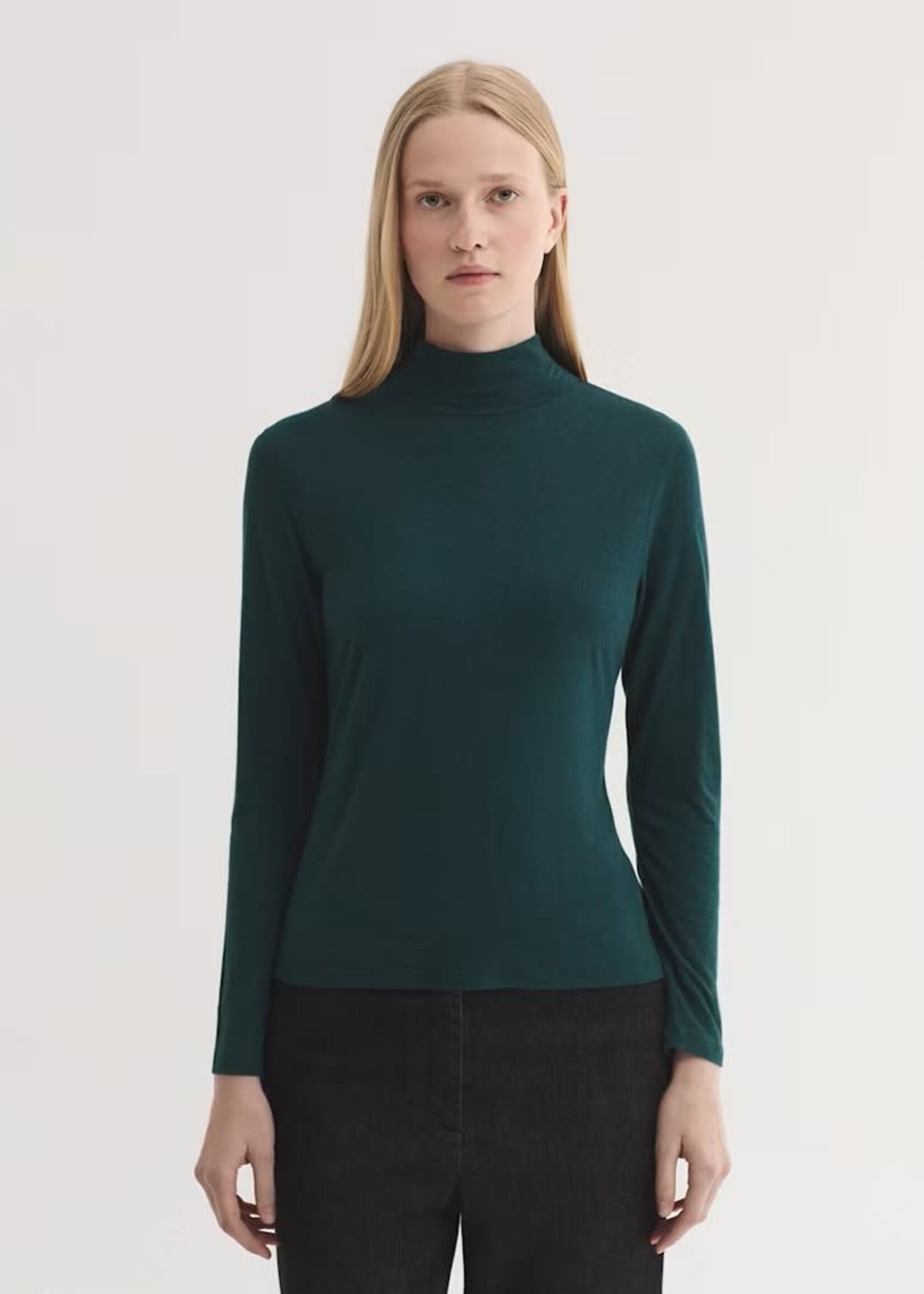 NICE THINGS NICE THINGS TURTLE NECK WOOL TOP GRANITE DARK GREEN