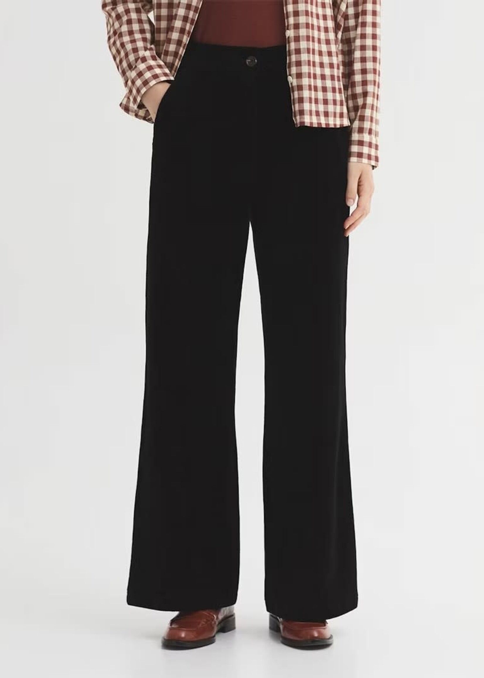 NICE THINGS NICE THINGS ELASTIC CORDUROY POCKET PAN TROUSERS BLACK