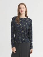 NICE THINGS NICE THINGS BOLD FLOWERS WIDE WOOL BLEND T SHIRT NAVY