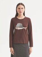 NICE THINGS NICE THINGS OVERDYED T SHIRT 'WOOL CAP FISH' PLUM