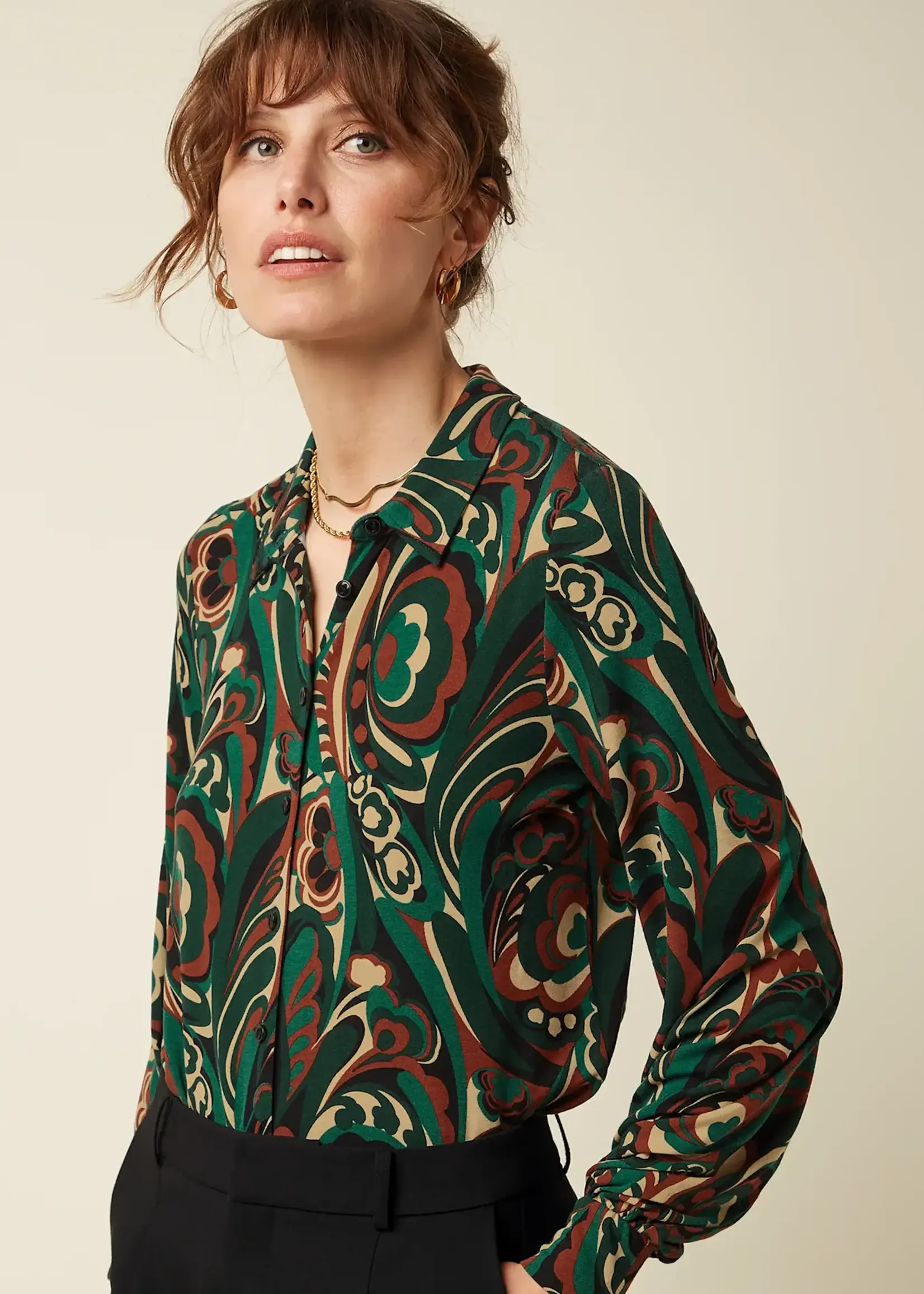 KING LOUIE KING LOUIE MAISIE BLOUSE MAUDE BOTANICAL GREEN
