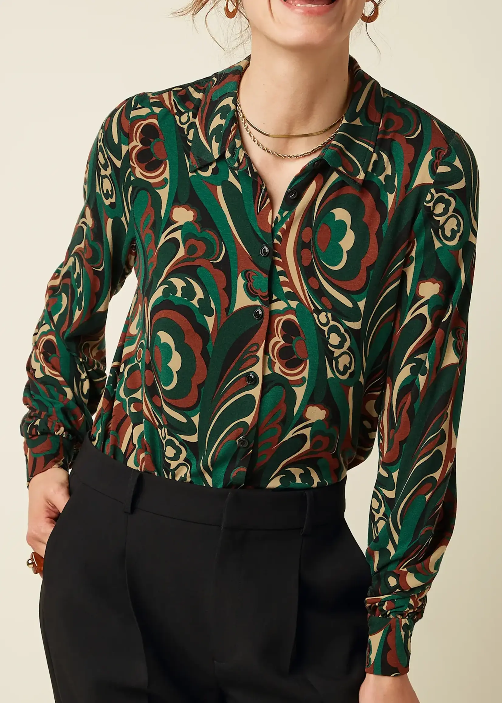 KING LOUIE KING LOUIE MAISIE BLOUSE MAUDE BOTANICAL GREEN