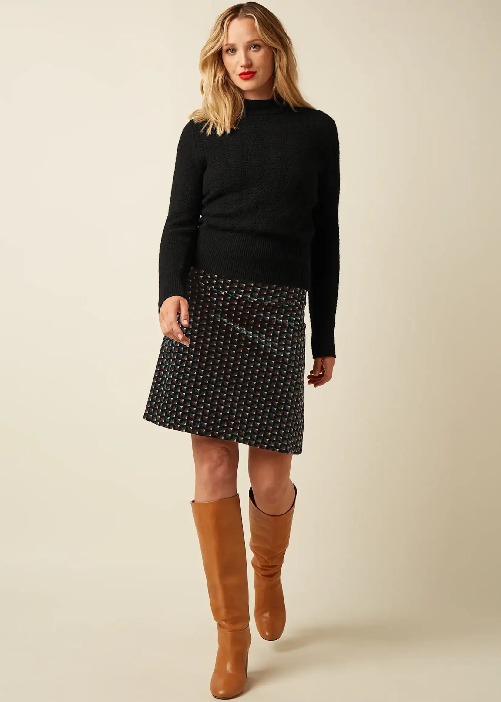 KING LOUIE KING LOUIE BORDER SKIRT FROST BLACK