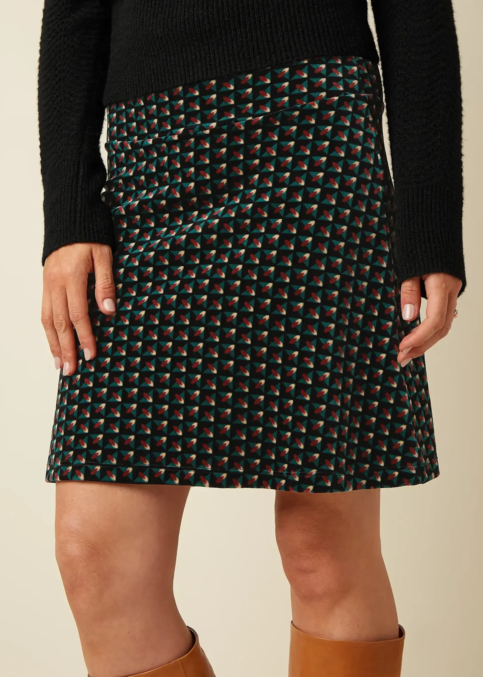 KING LOUIE KING LOUIE BORDER SKIRT FROST BLACK