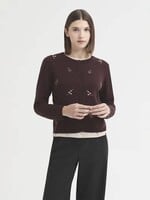 NICE THINGS NICE THINGS BOBA CARDIGAN FLOWER EMBROIDERY PLUM