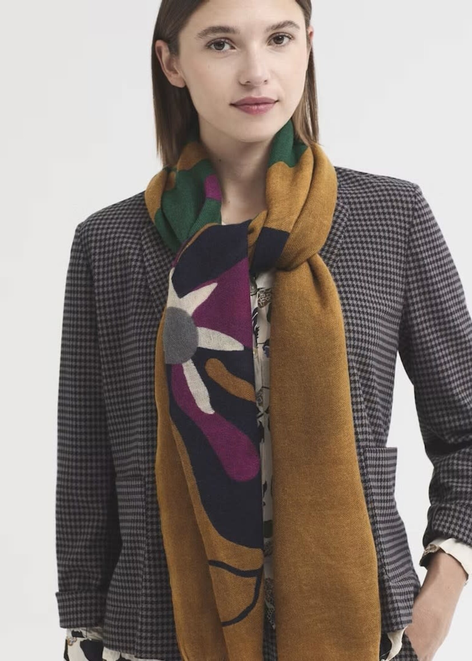 NICE THINGS NICE THINGS BOLD FLOWERS PRINTED WOOL FOULARD