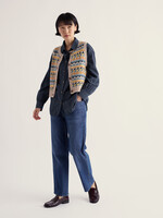 SEASALT CORNWALL SEASALT DAWSON PICK VEST FAIRISLE ZI ZAG GEO BRIGHT MARINE MIX