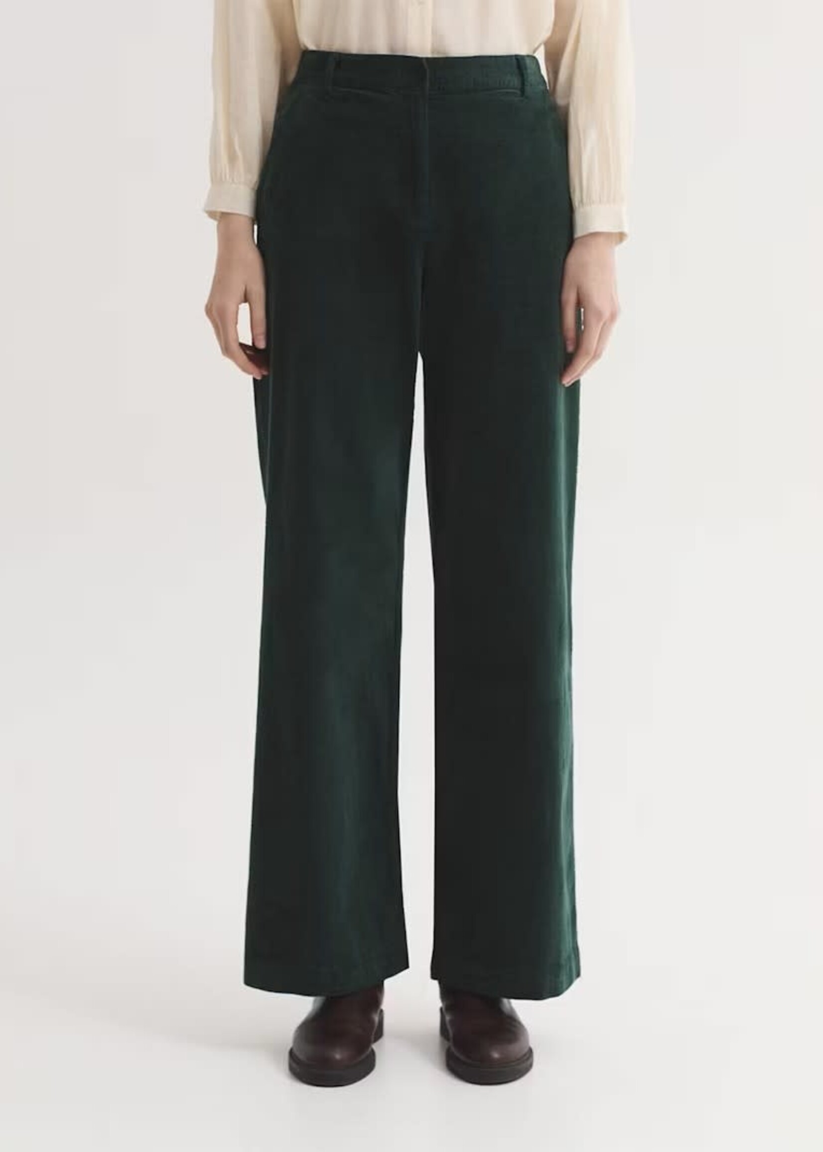 NICE THINGS NICE THINGS EXTRA LONG CORDUROY TROUSERS WILLOW GREEN