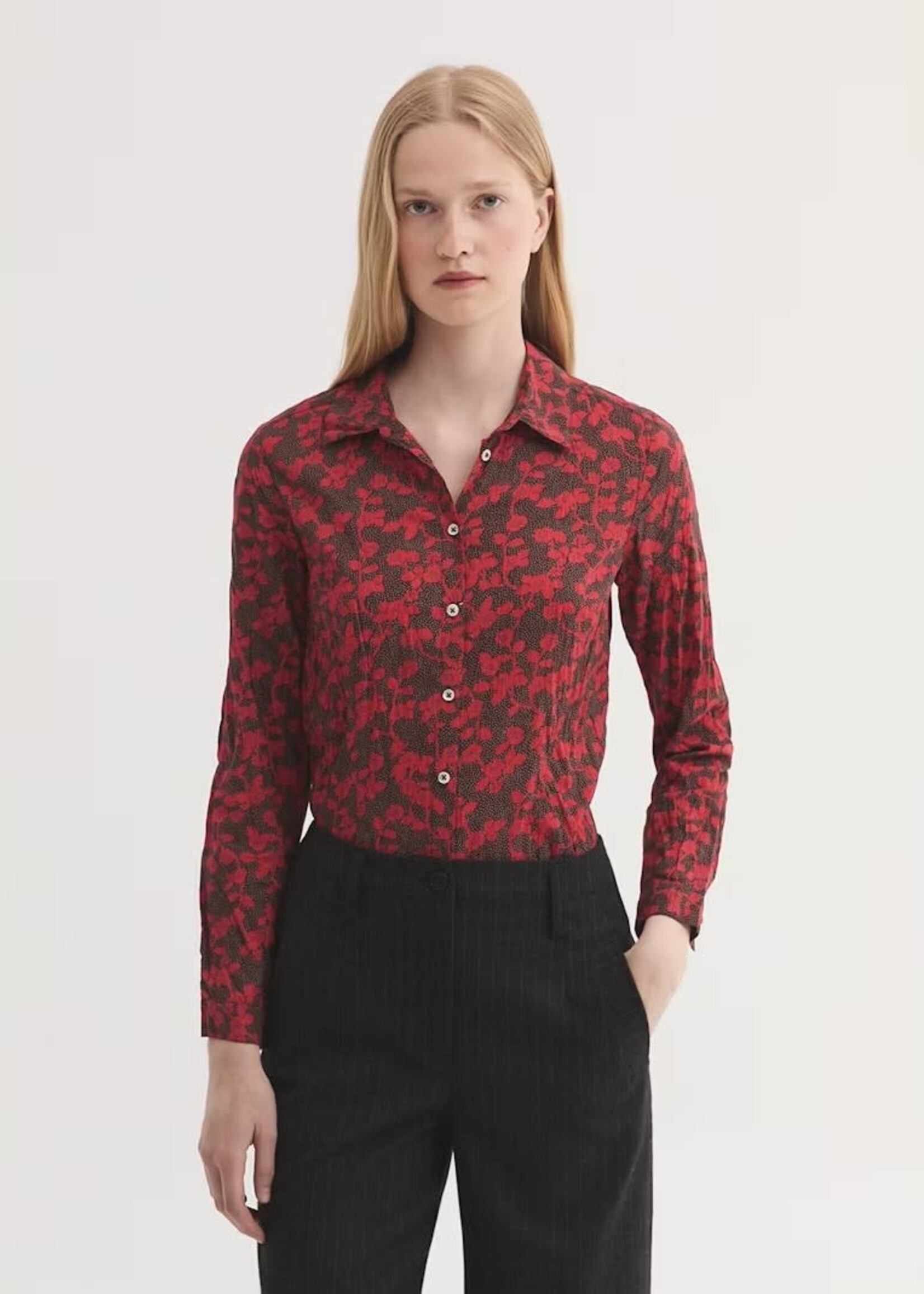 NICE THINGS NICE THINGS ROSE BRANCHES BLOUSE CORAL