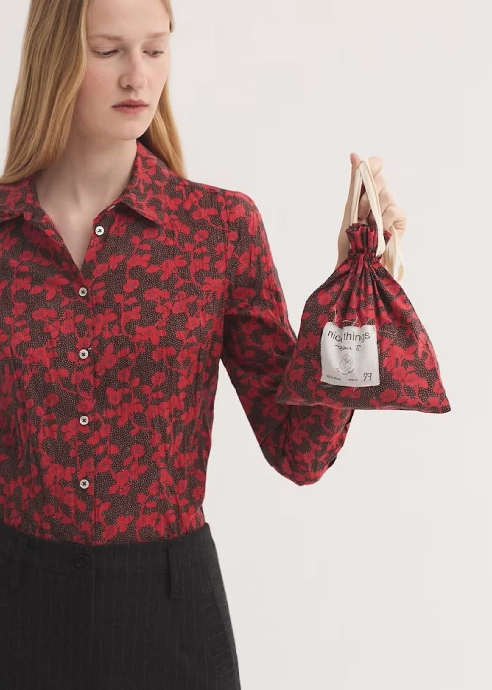 NICE THINGS NICE THINGS ROSE BRANCHES BLOUSE CORAL