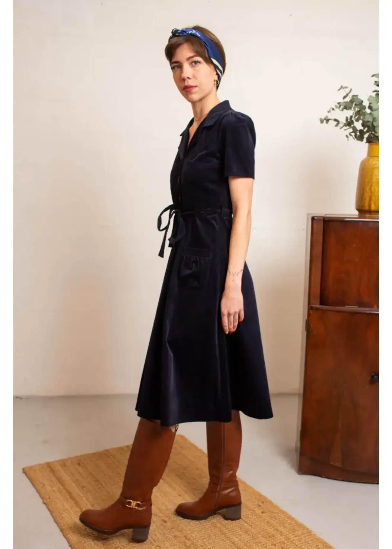 VERY CHERRY VERY CHERRY REVERS DRESS MIDI CORDUROY MARINO