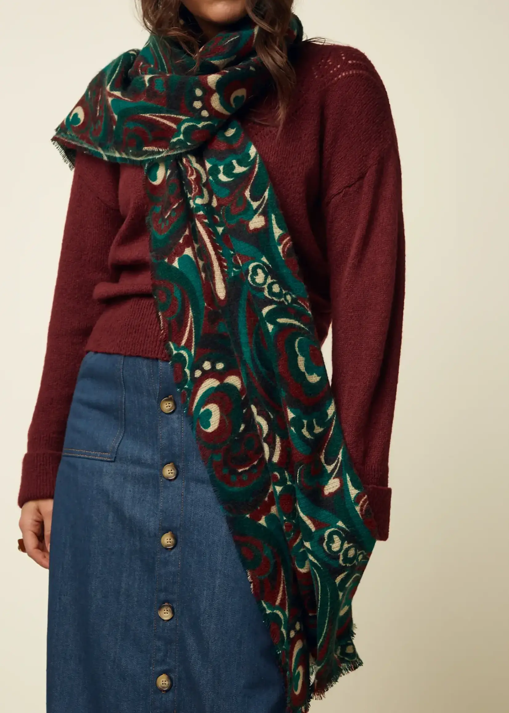 KING LOUIE KING LOUIE MAUDE SCARF BOTANICAL GREEN