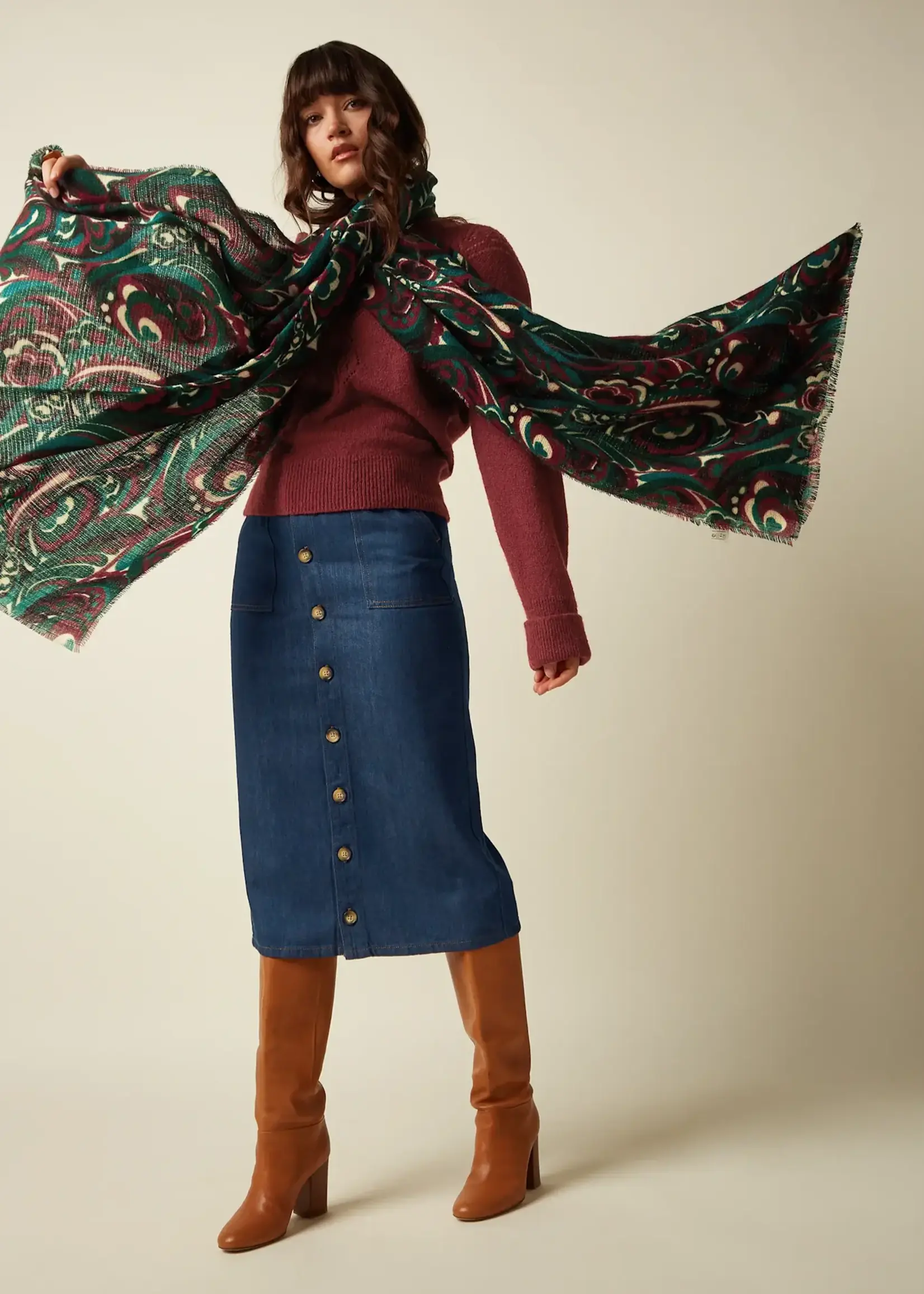 KING LOUIE KING LOUIE MAUDE SCARF BOTANICAL GREEN