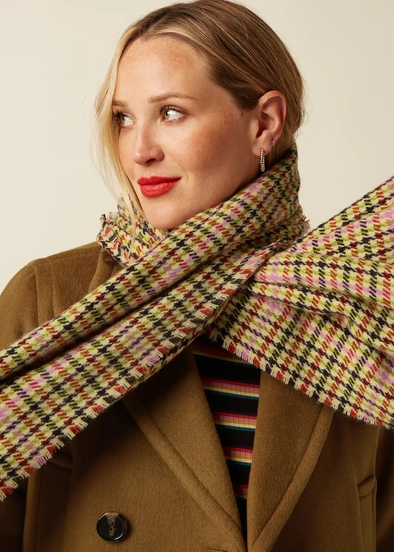 KING LOUIE KING LOUIE HOUNDSTOOTH SCARF SPICEY BROWN