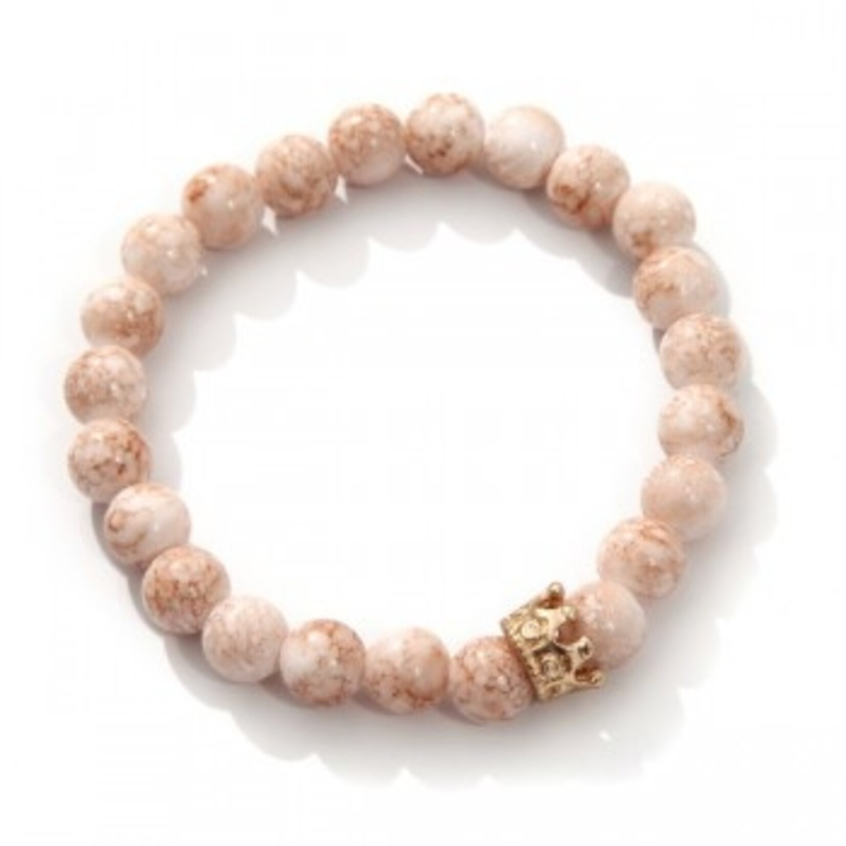 Nenzi Kralenarmband natuursteen  8 mm zwart en  lichte steen