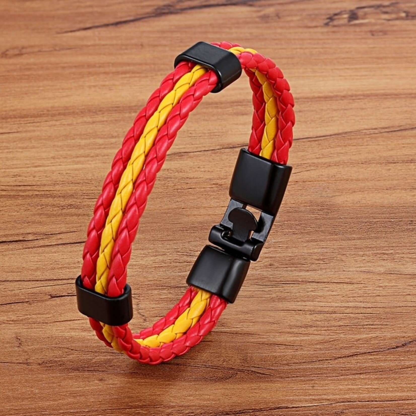 Nenzi Leren armband 12 mm zwart/blauw rvs verbinding 19 cm