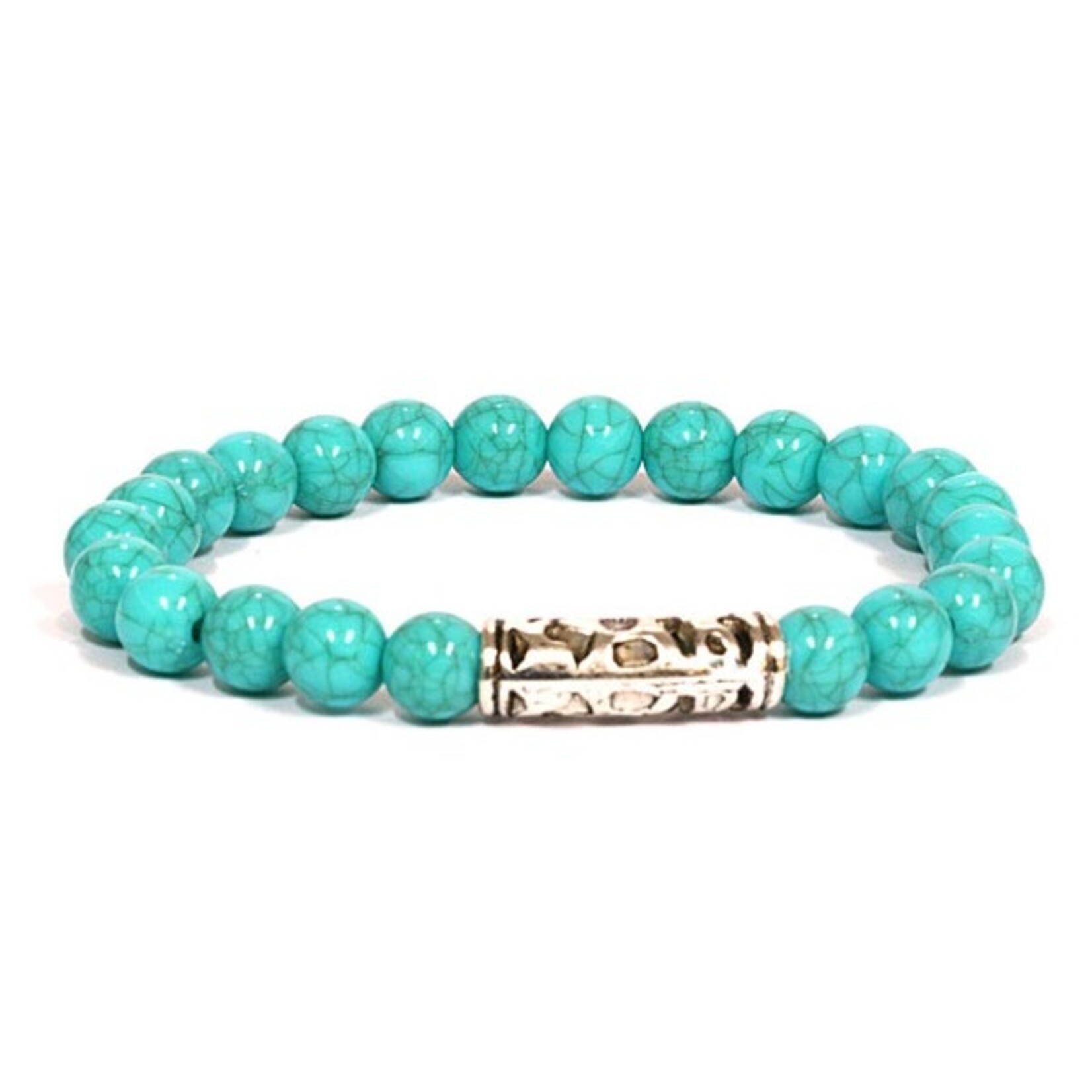 Nenzi Kralenarmband natuursteen  8 mm 20 zwarte  en 3 groene  17 cm