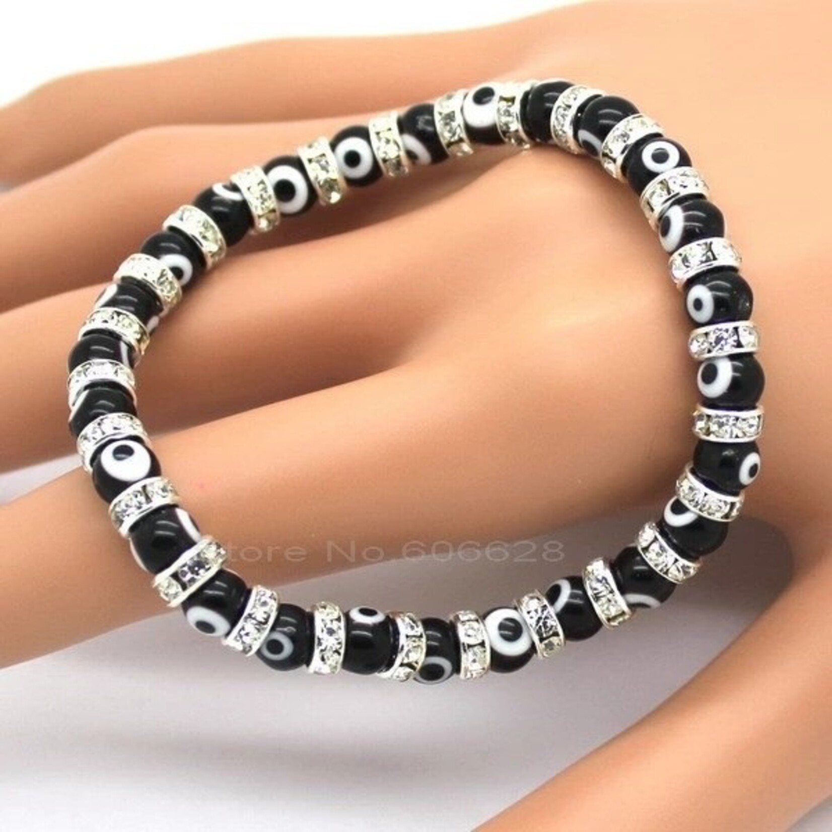 Nenzi Evil Eye Charm Armbanden, Samengesteld Uit Eye Glazen Kralen En 6 Mm
