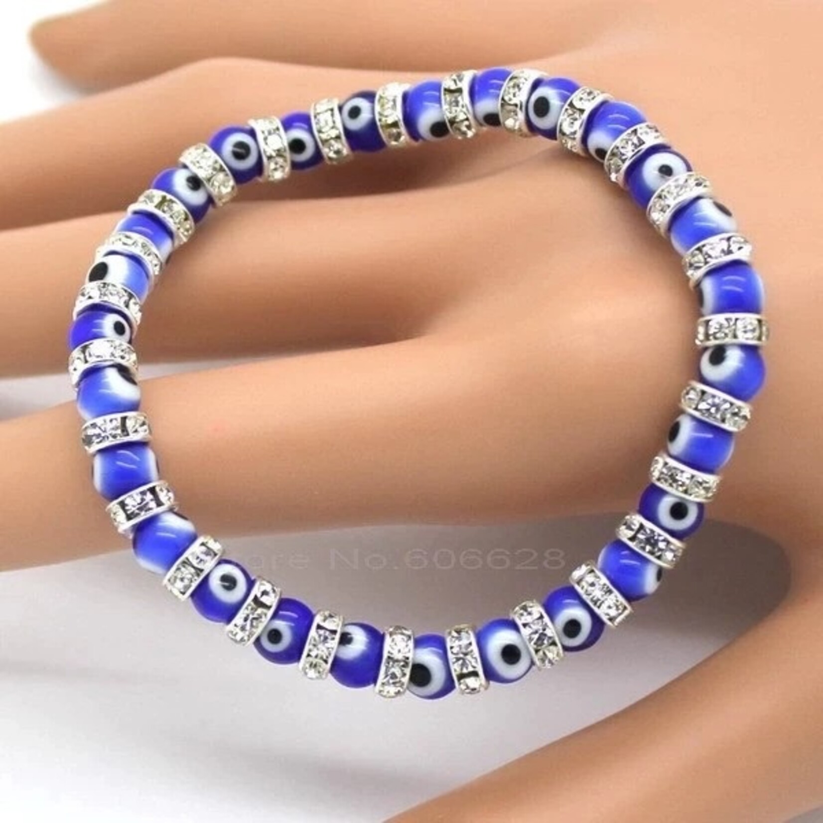 Nenzi Evil Eye Charm Armbanden, Samengesteld Uit Eye Glazen Kralen En 6 Mm