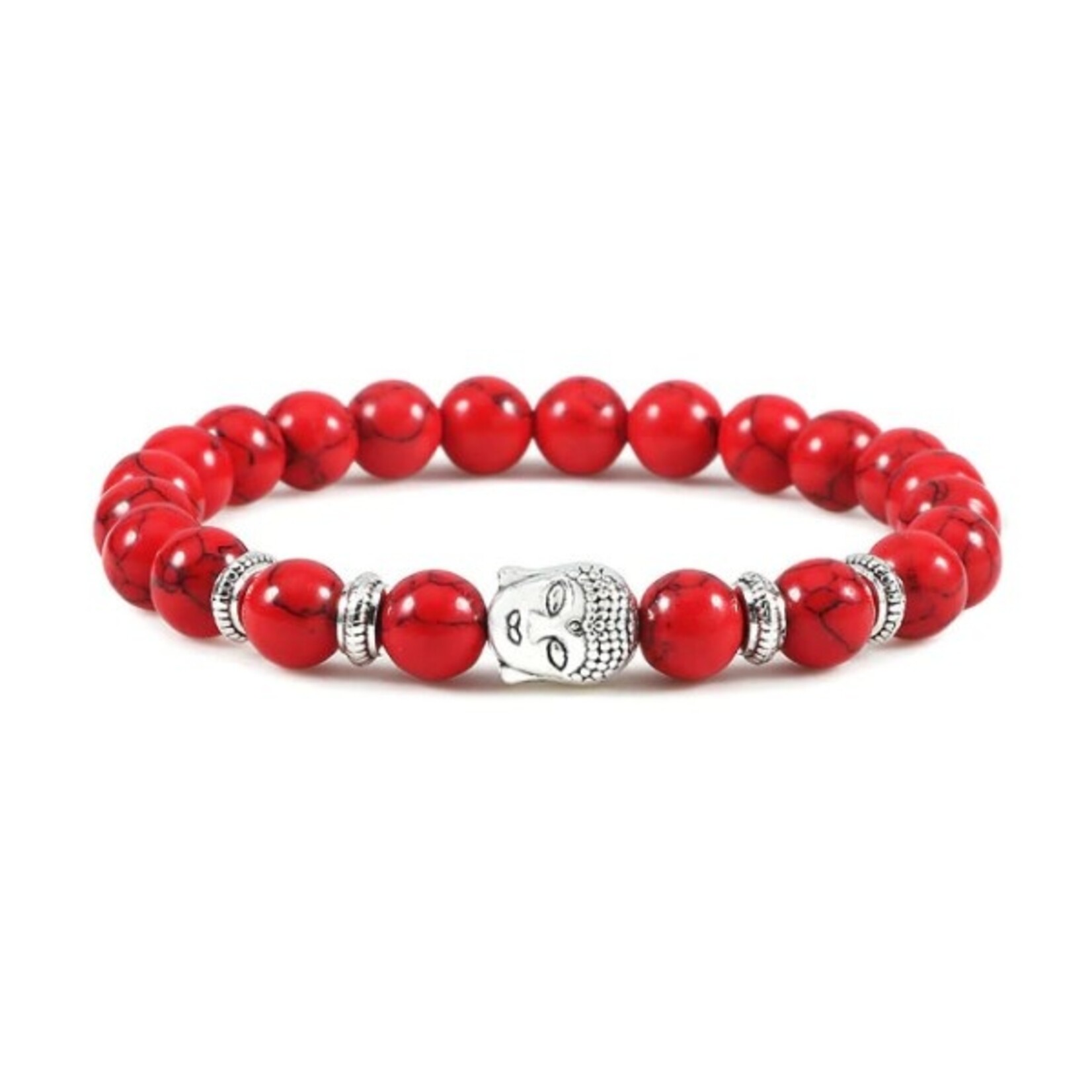 Nenzi Rekarmband buddha 21 pink kralen 8 mm