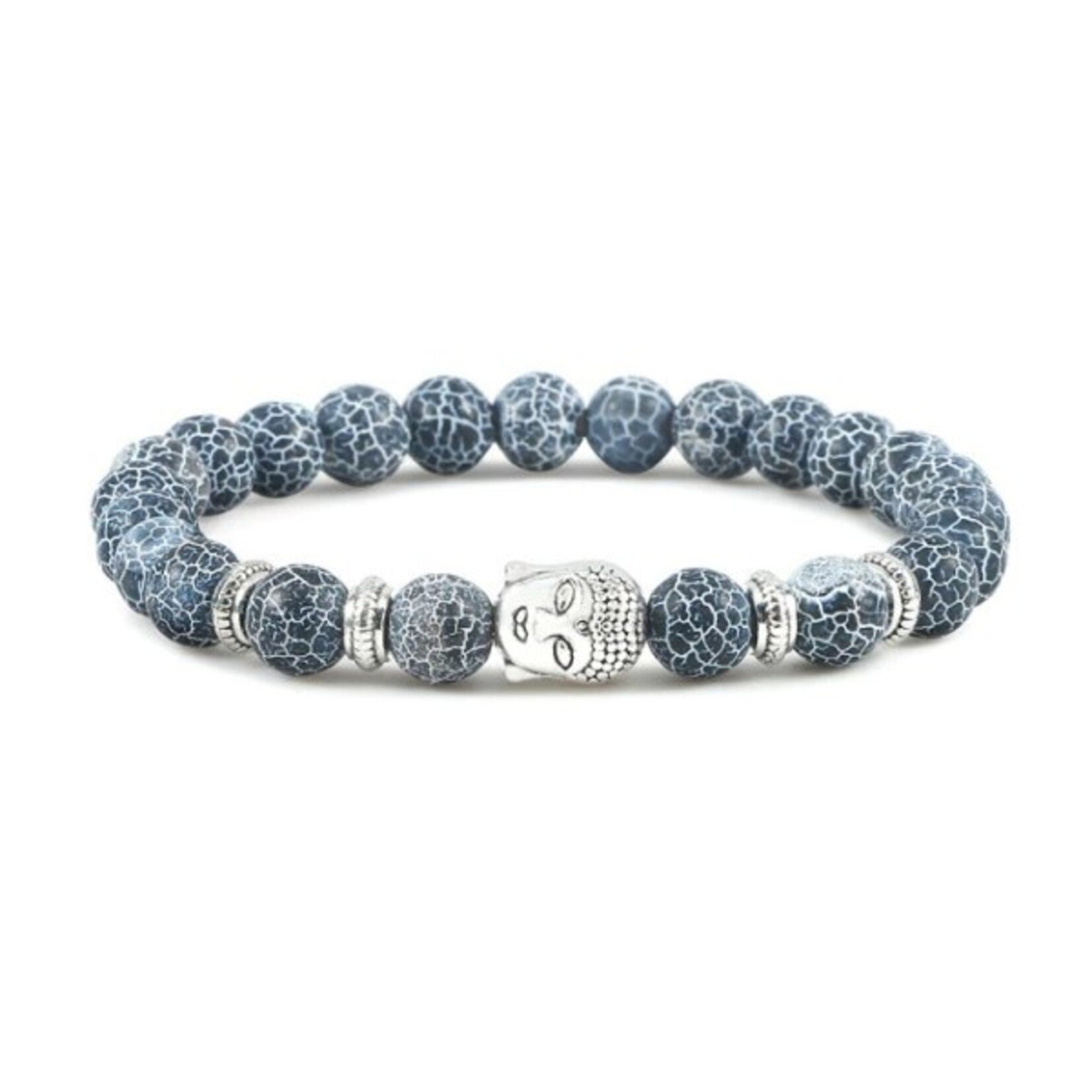 Nenzi Rekarmband buddha 21 blue kralen 8 mm