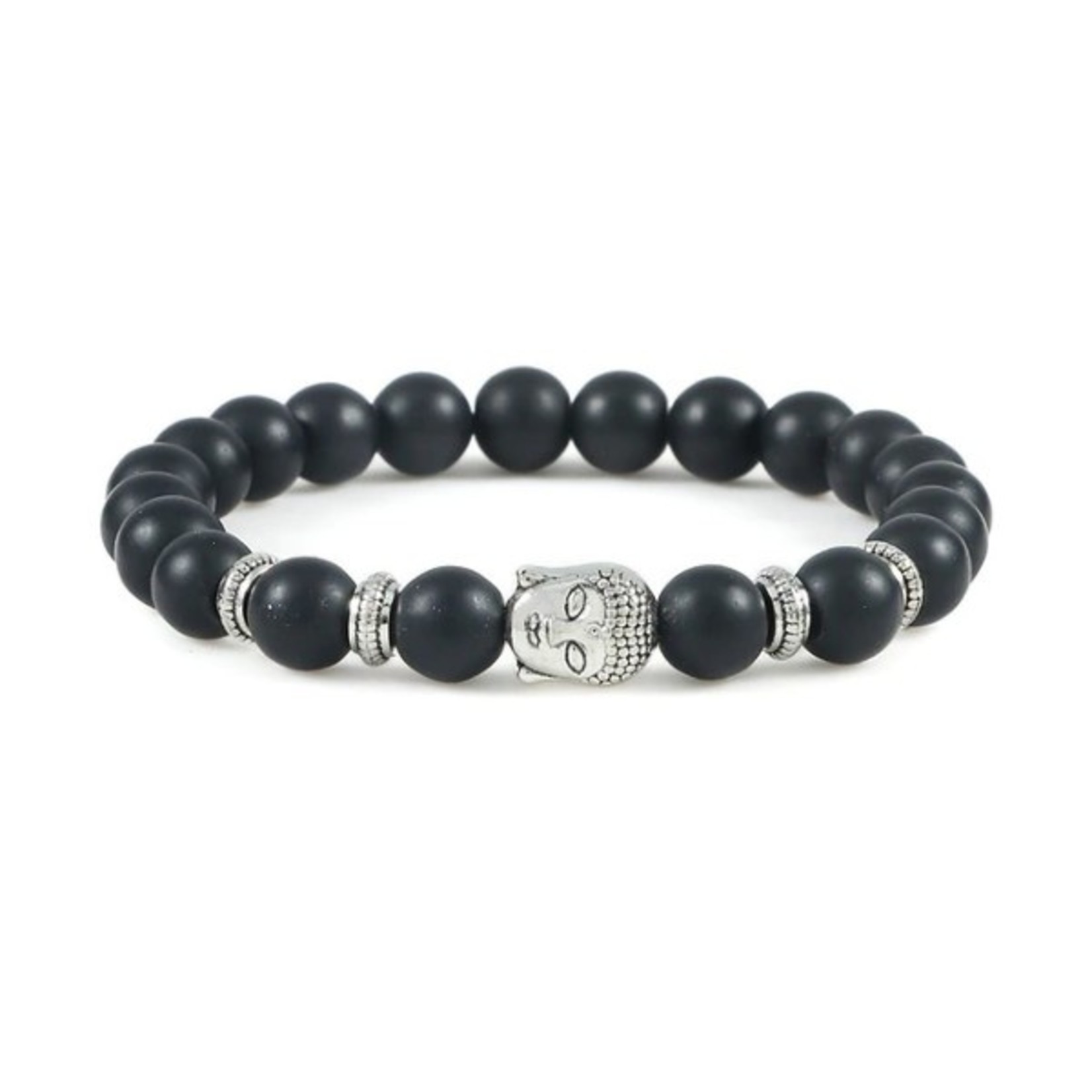 Nenzi Rekarmband buddha 21 grey 21 kralen 8 mm