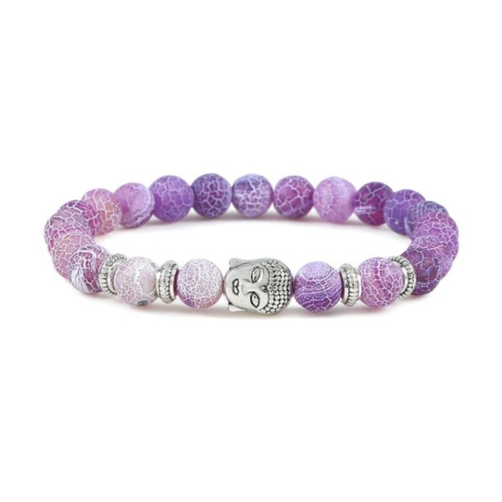 Nenzi Rekarmband buddha purple 21 kralen 8mm