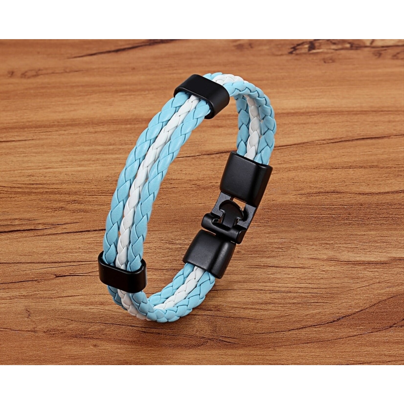 Nenzi Leren armband 12 mm zwart rvs verbinding 19 cm - Copy