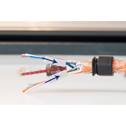 RJ45 zelfsnijdende connector CAT6A CAT7