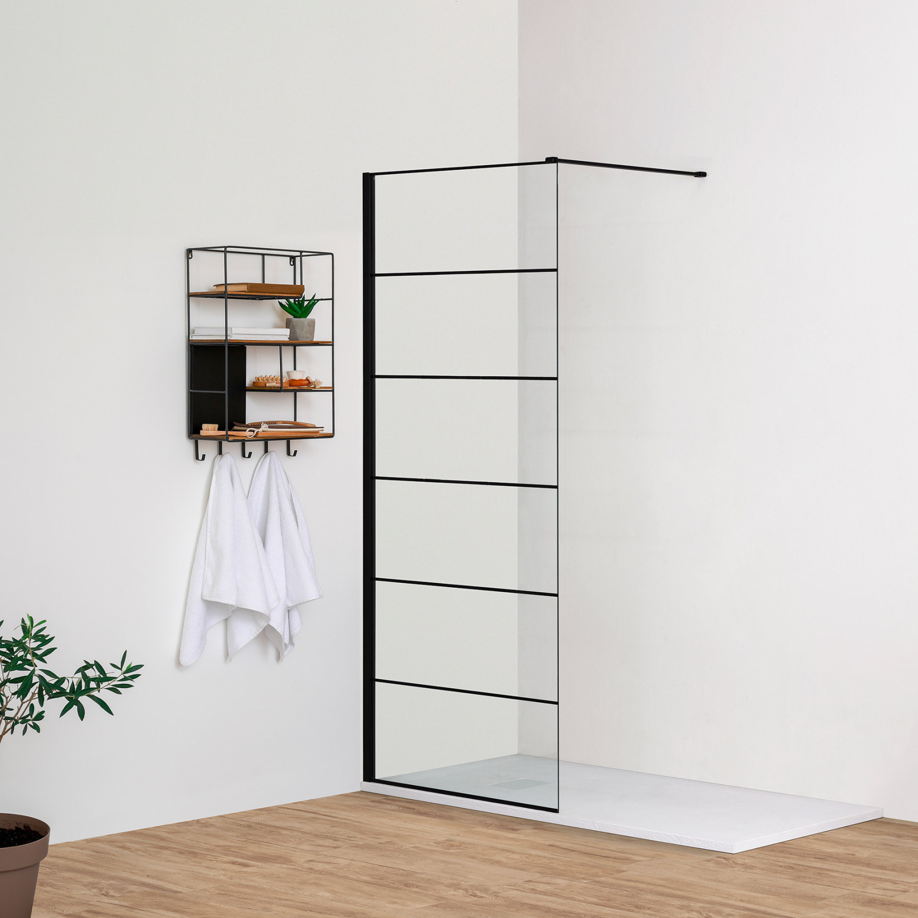 Oslo Solo douchewand zwart 100 cm Links - Walk-in douche