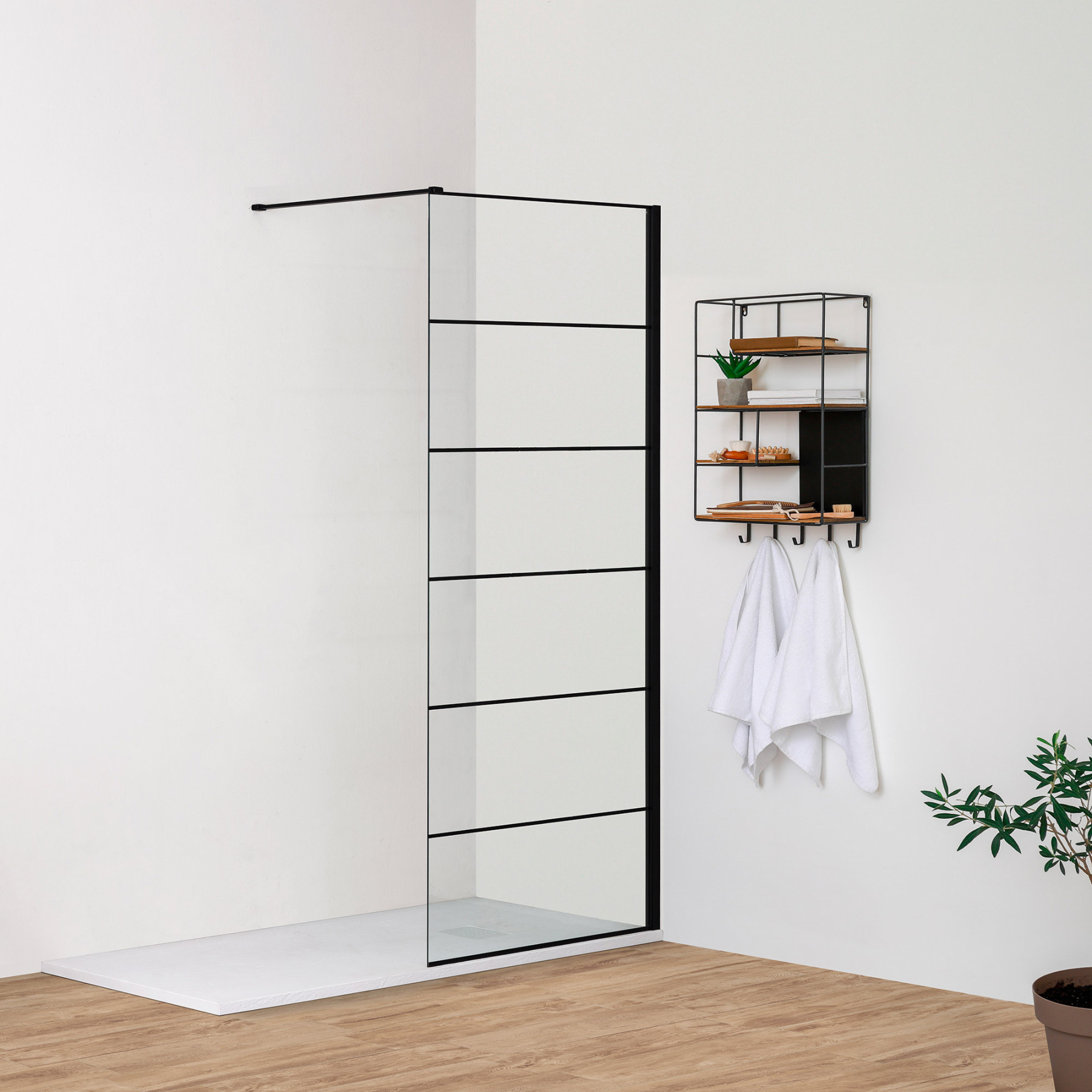 Oslo Solo douchewand zwart 110 cm Rechts - Walk-in douche
