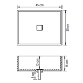 Opzetwastafel mineraalcomposiet in houtlook 45x35 cm