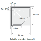 Primus douchecabine 80x80 cm schuifdeur versie laag - douchebak 9 cm