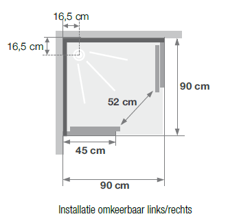 Primus douchecabine 90x90 cm schuifdeur versie hoog - douchebak 18 cm