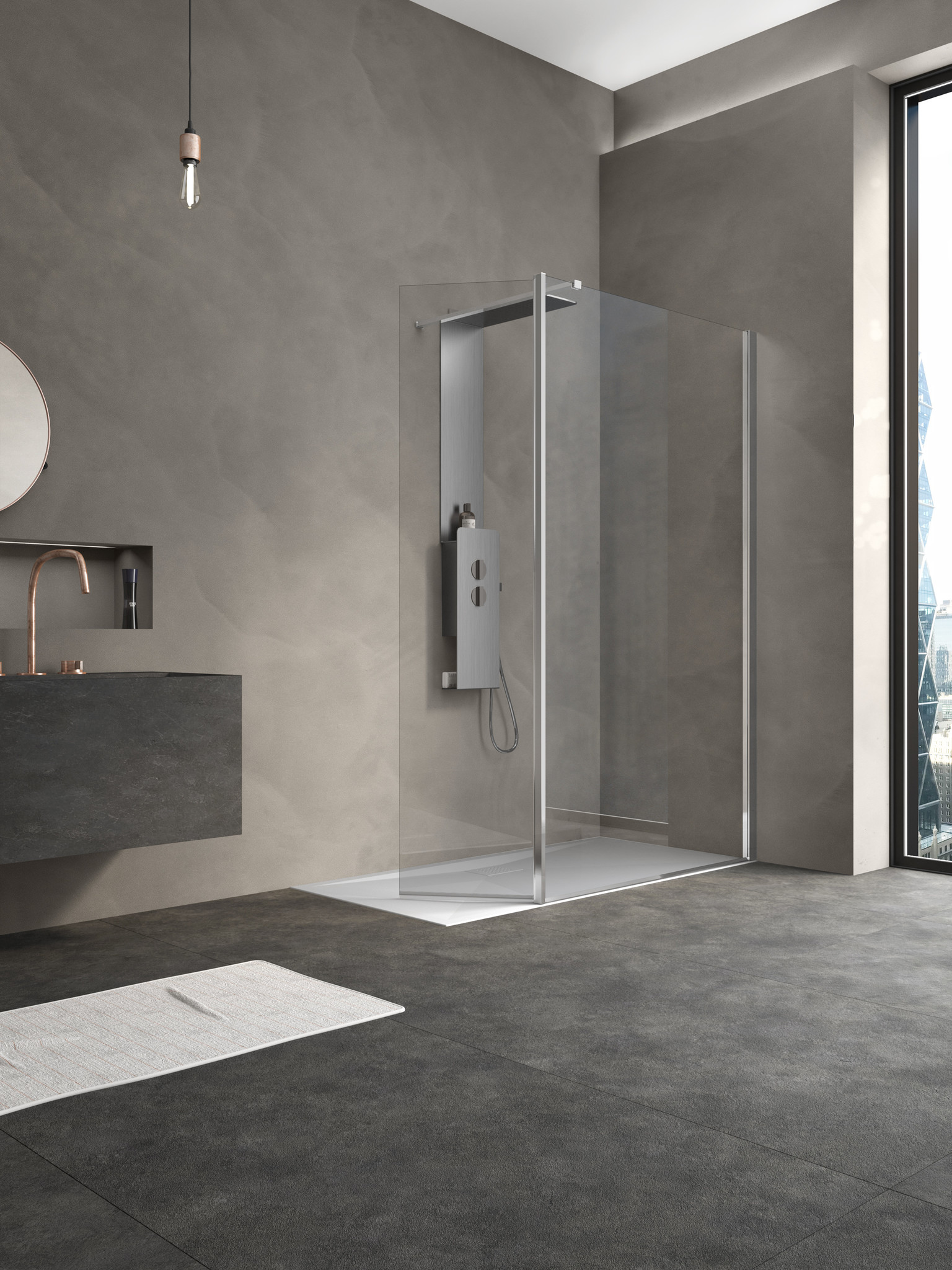 Californië Solo douchewand 100cm  met draaipaneel 45cm