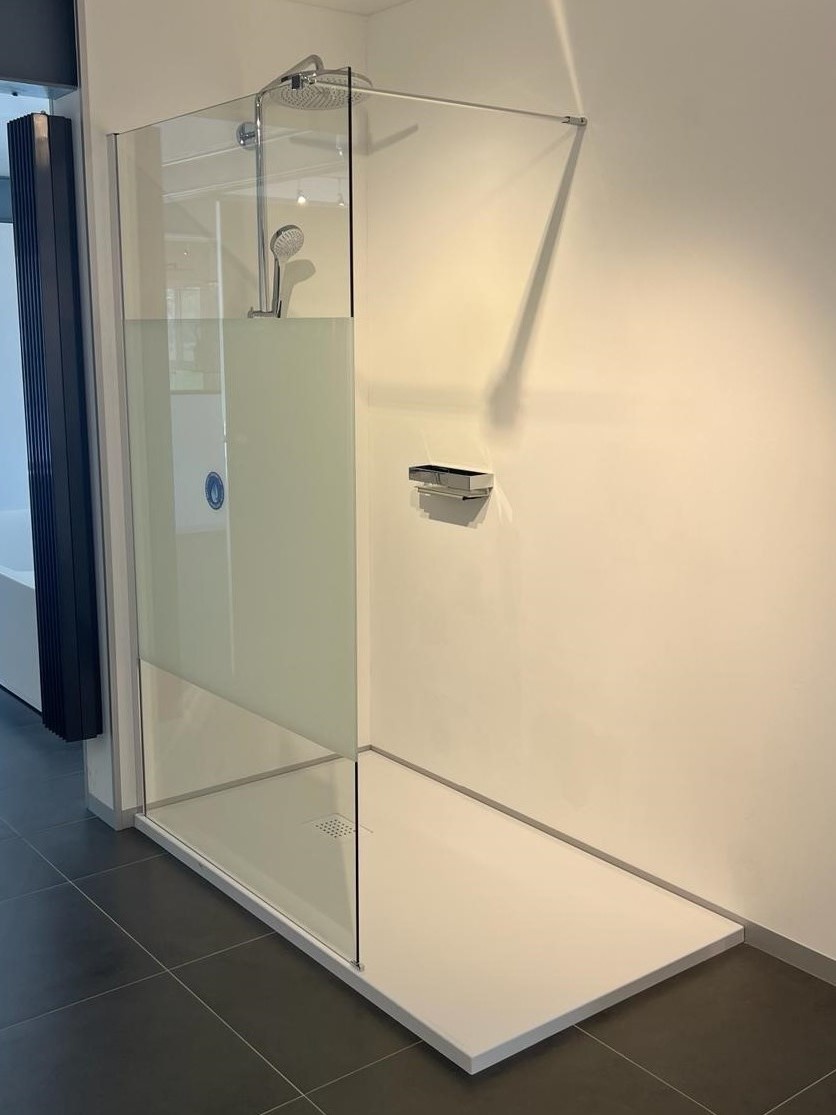 Firenze Solo douchewand 8mm met matte middenstrook 160 cm - 8 mm glas