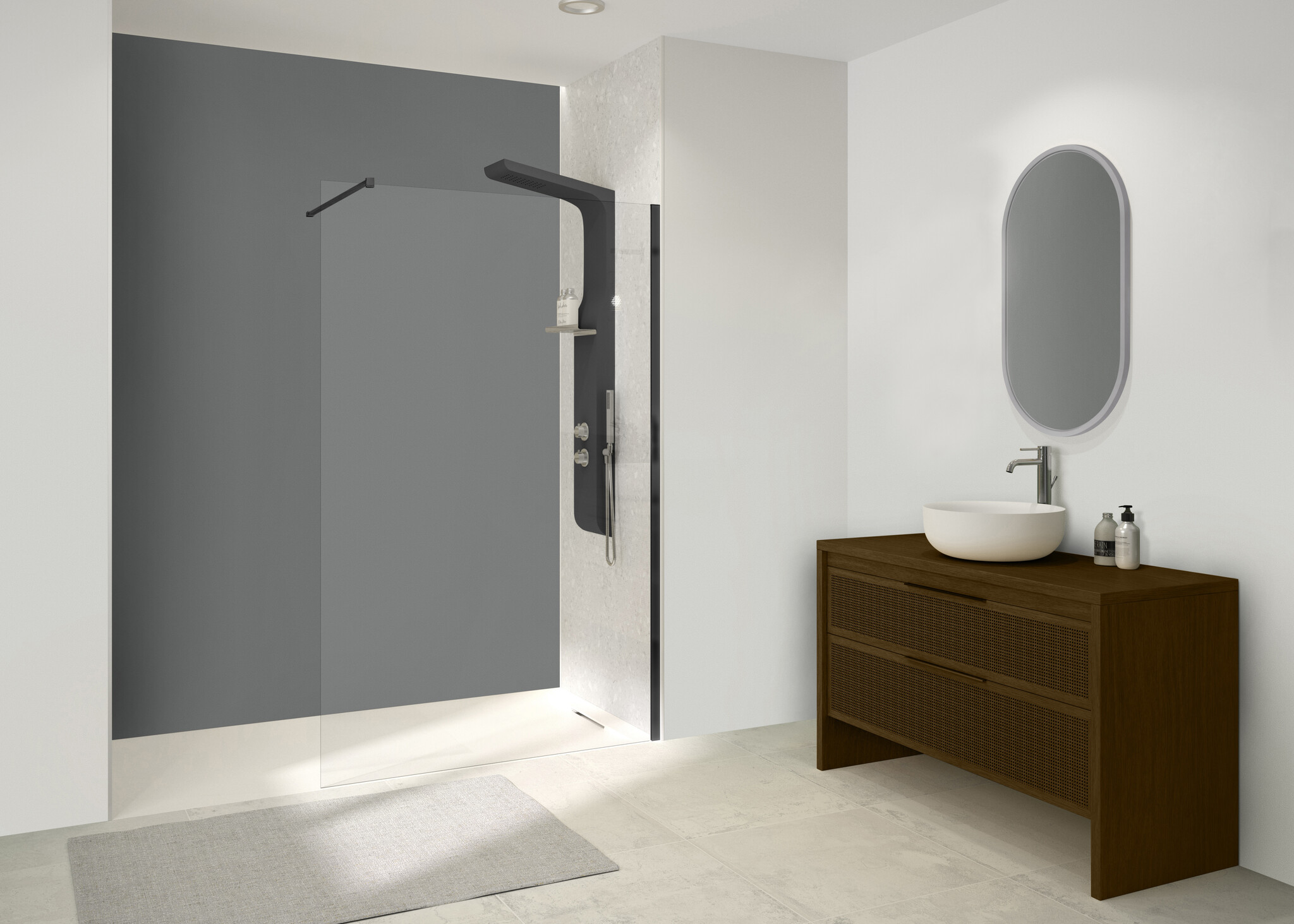 Alicante 6mm Solo douchewand 80 cm - 6mm glas - zwart profiel