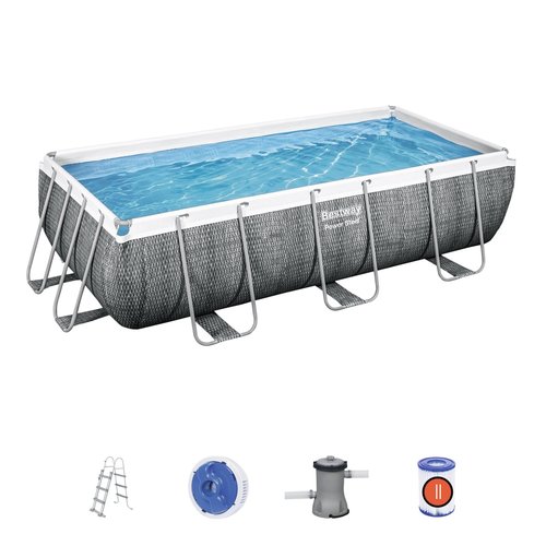 Bestway Bestway zwembad power steel set rechthoek rotan 404 Bestway Bestway zwembad power steel set rechthoek rotan 404