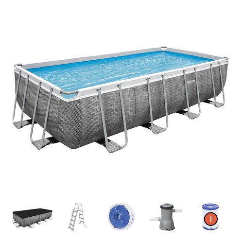 Bestway Bestway zwembad power steel set rechthoek rotan 488 Bestway Bestway zwembad power steel set rechthoek rotan 488