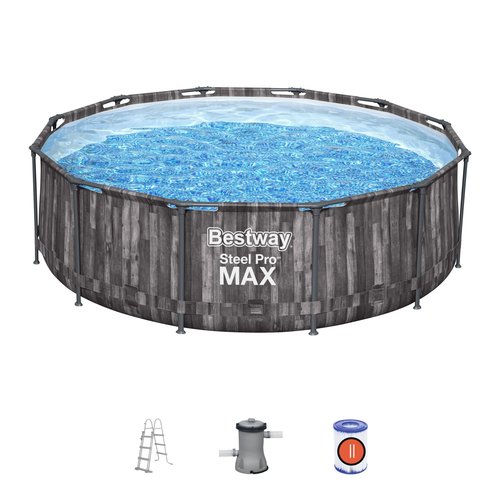 Bestway Bestway zwembad steel pro max set rond hout 366 Bestway Bestway zwembad steel pro max set rond hout 366