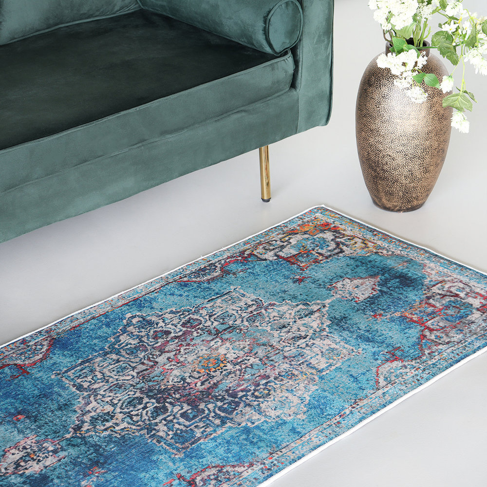 holte entiteit aanwijzing Vloerkleed vintage 70x140cm blauw perzisch oosters tapijt - AQ-Living.com