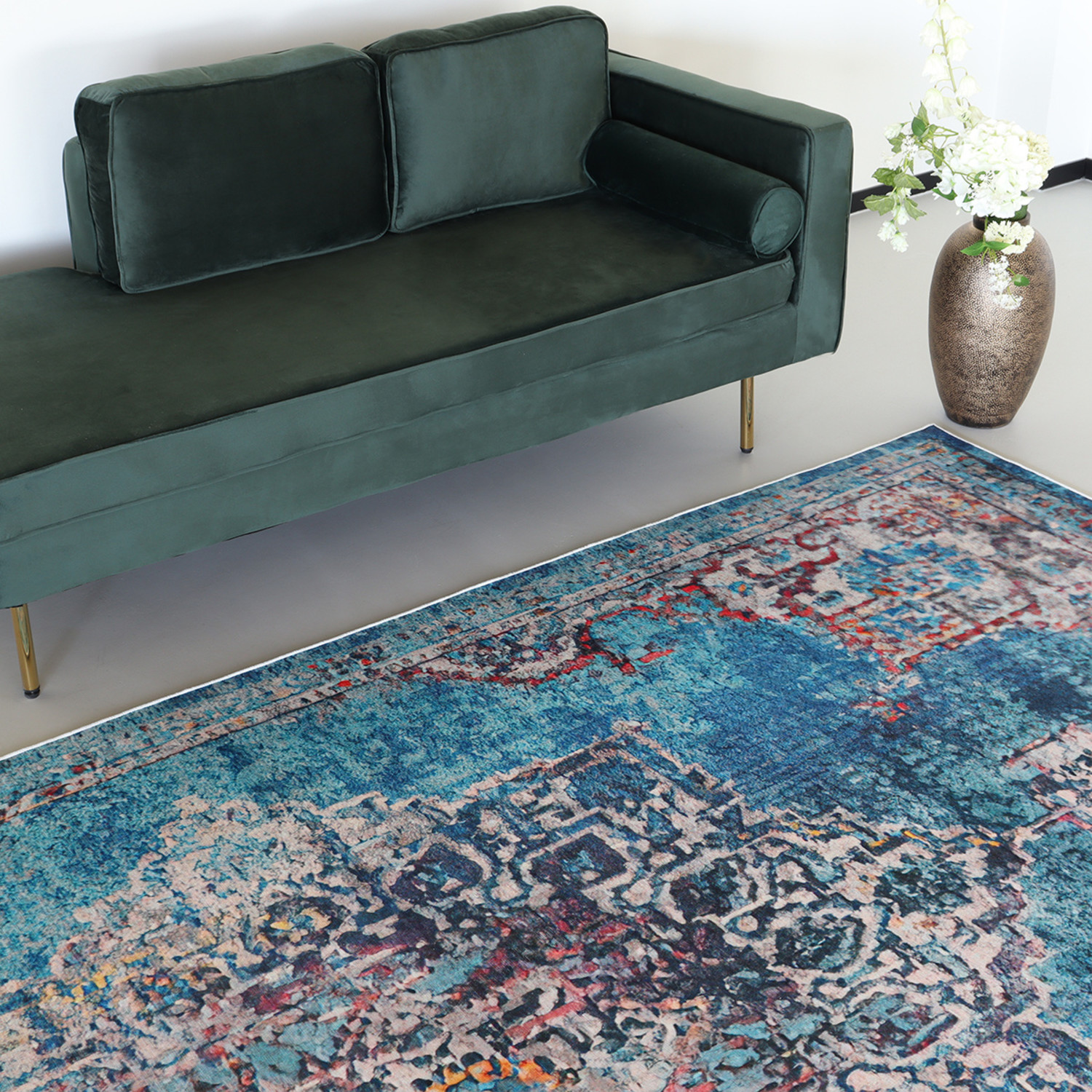 Afdeling Maand Bestuiven Vloerkleed vintage 200x300cm blauw perzisch oosters tapijt - AQ-Living.com