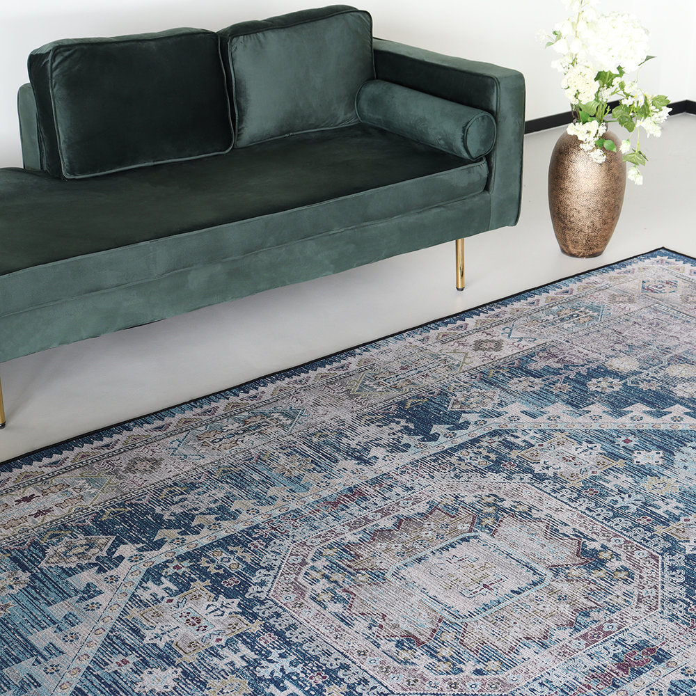 Lauw vergelijking Overtekenen Vloerkleed vintage 200x350cm donkerblauw perzisch oosters tapijt -  AQ-Living.com