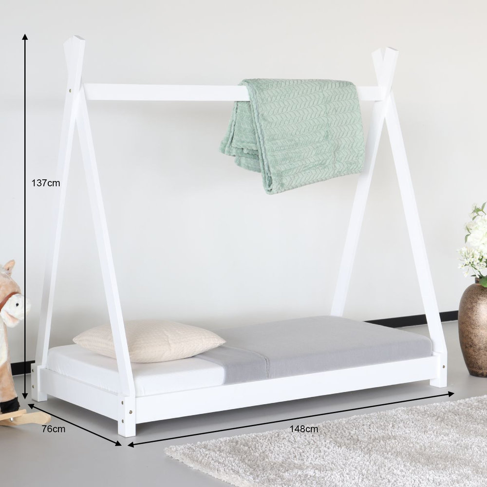 teleurstellen Haalbaar Oriënteren Peuterbed Michelle wit hout 148x76x137cm kinderbed - AQ-Living.com